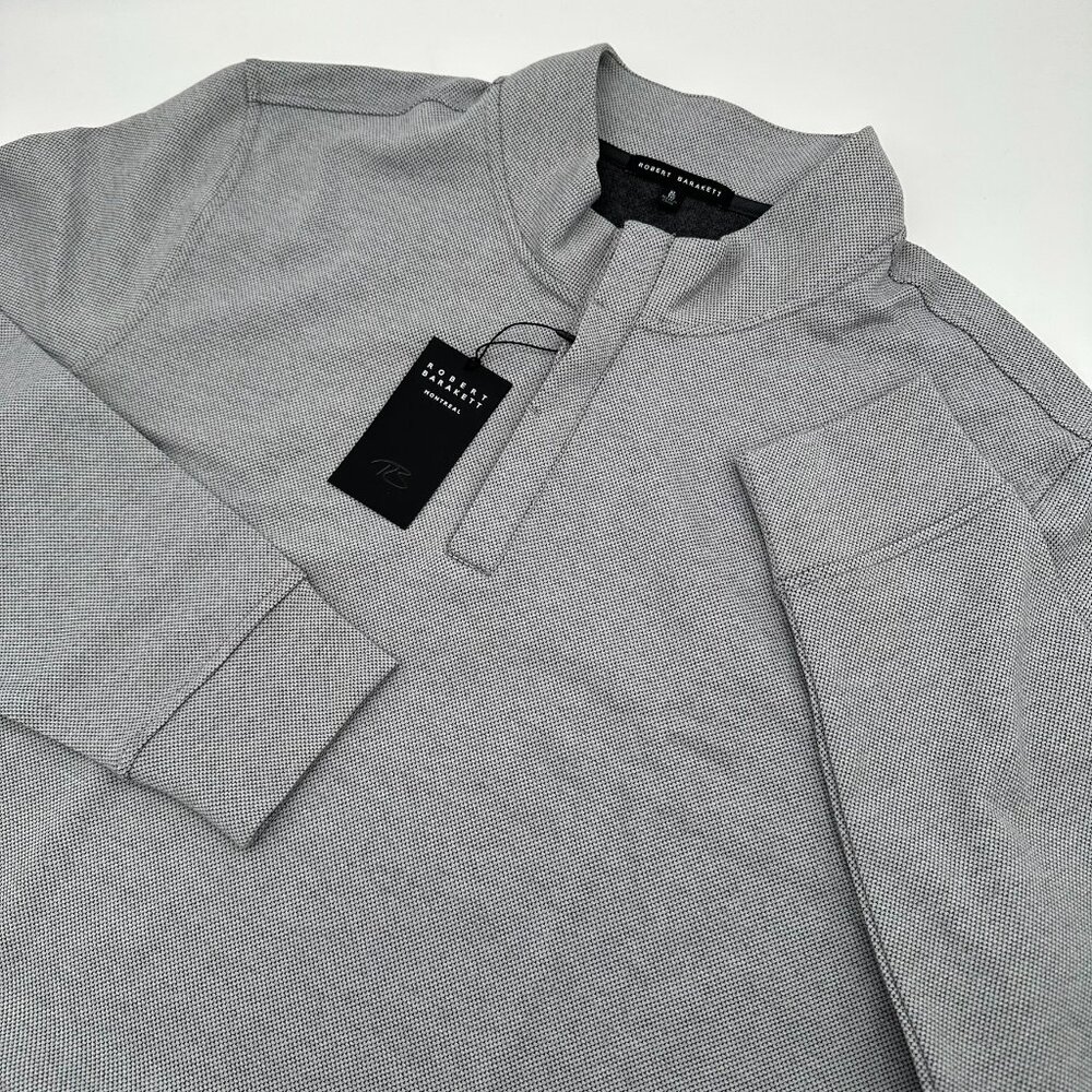Robert Barakett Men's Clarence Textured 1/4  Button Pullover, Size‎ XL, Silver
